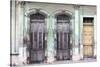 Old doorways and windows, covered by intricate metal gates, Cienfuegos, Cuba-Ed Hasler-Stretched Canvas