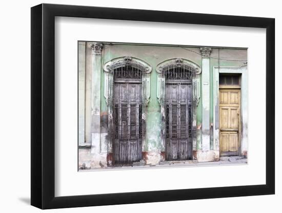 Old doorways and windows, covered by intricate metal gates, Cienfuegos, Cuba-Ed Hasler-Framed Photographic Print