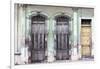 Old doorways and windows, covered by intricate metal gates, Cienfuegos, Cuba-Ed Hasler-Framed Photographic Print