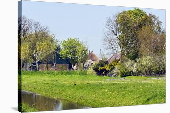 Old Dutch Farm with Haystack and Orchard-Colette2-Stretched Canvas