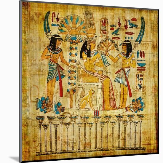 Old Egyptian Papyrus-Maugli-l-Mounted Art Print
