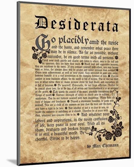 Old English Desiderata-Quote Master-Mounted Art Print