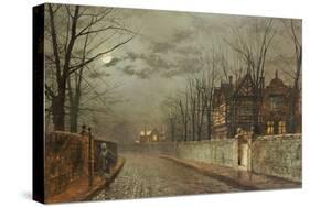 Old English House, Moonlight After Rain, 1883-John Atkinson Grimshaw-Stretched Canvas