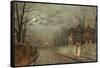 Old English House, Moonlight After Rain, 1883-John Atkinson Grimshaw-Framed Stretched Canvas