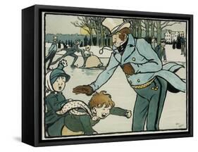Old English Sports and Games: Skating, 1901-Cecil Aldin-Framed Stretched Canvas
