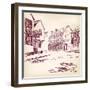 Old English Street Hand Drawn-VladisChern-Framed Art Print