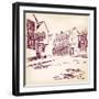 Old English Street Hand Drawn-VladisChern-Framed Art Print