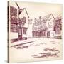 Old English Street Hand Drawn-VladisChern-Stretched Canvas