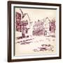 Old English Street Hand Drawn-VladisChern-Framed Art Print