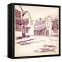 Old English Street Hand Drawn-VladisChern-Framed Stretched Canvas