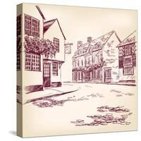 Old English Street Hand Drawn-VladisChern-Stretched Canvas