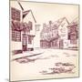 Old English Street Hand Drawn-VladisChern-Mounted Art Print