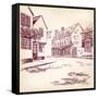 Old English Street Hand Drawn-VladisChern-Framed Stretched Canvas