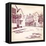 Old English Street Hand Drawn-VladisChern-Framed Stretched Canvas