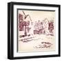 Old English Street Hand Drawn-VladisChern-Framed Art Print