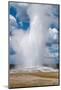 Old Faithful erupts Yellowstone-null-Mounted Art Print