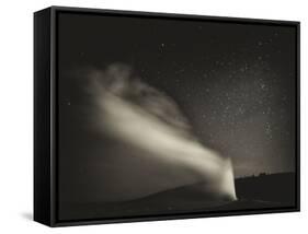 Old Faithful Geyer after Dark at Yellowstone National Park-Rebecca Gaal-Framed Stretched Canvas