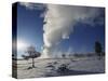 Old Faithful Geyser Erupting in Winter-W. Perry Conway-Stretched Canvas