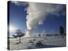 Old Faithful Geyser Erupting in Winter-W. Perry Conway-Stretched Canvas