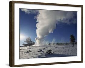 Old Faithful Geyser Erupting in Winter-W. Perry Conway-Framed Photographic Print