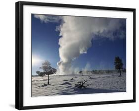 Old Faithful Geyser Erupting in Winter-W. Perry Conway-Framed Photographic Print