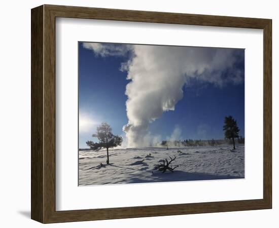 Old Faithful Geyser Erupting in Winter-W. Perry Conway-Framed Photographic Print