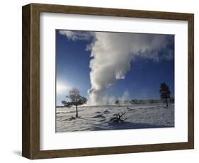 Old Faithful Geyser Erupting in Winter-W. Perry Conway-Framed Photographic Print