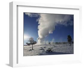 Old Faithful Geyser Erupting in Winter-W. Perry Conway-Framed Photographic Print