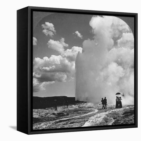 Old Faithful Geyser, Yellowstone National Park, USA, Early 19th Century-Underwood & Underwood-Framed Stretched Canvas