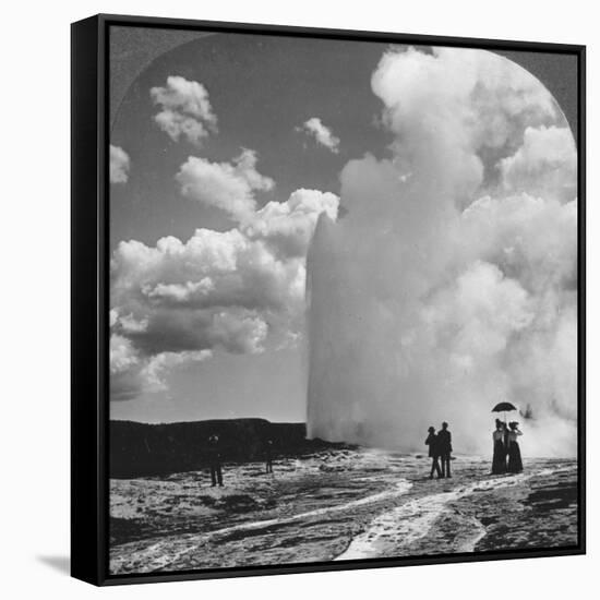 Old Faithful Geyser, Yellowstone National Park, USA, Early 19th Century-Underwood & Underwood-Framed Stretched Canvas