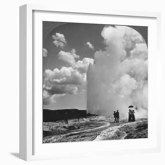 Old Faithful Geyser, Yellowstone National Park, USA, Early 19th Century-Underwood & Underwood-Framed Photographic Print