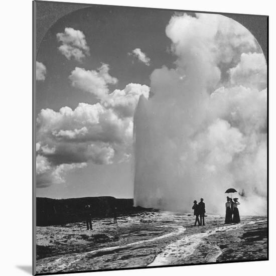 Old Faithful Geyser, Yellowstone National Park, USA, Early 19th Century-Underwood & Underwood-Mounted Photographic Print