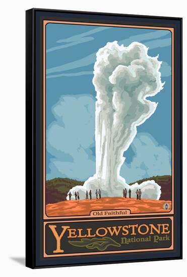 Old Faithful Geyser, Yellowstone National Park, Wyoming-Lantern Press-Framed Stretched Canvas