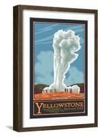 Old Faithful Geyser, Yellowstone National Park, Wyoming-Lantern Press-Framed Art Print