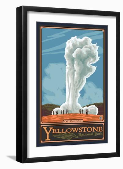 Old Faithful Geyser, Yellowstone National Park, Wyoming-Lantern Press-Framed Art Print