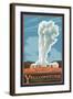 Old Faithful Geyser, Yellowstone National Park, Wyoming-Lantern Press-Framed Art Print