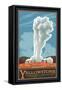 Old Faithful Geyser, Yellowstone National Park, Wyoming-Lantern Press-Framed Stretched Canvas