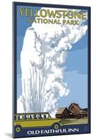 Old Faithful Lodge and Bus - Yellowstone National Park-Lantern Press-Mounted Art Print