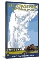 Old Faithful Lodge and Bus - Yellowstone National Park-Lantern Press-Stretched Canvas