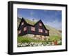 Old Farm House with Sod Roof, Kirkjubor Village, Faroe Islands, Denmark-Cindy Miller Hopkins-Framed Photographic Print