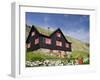 Old Farm House with Sod Roof, Kirkjubor Village, Faroe Islands, Denmark-Cindy Miller Hopkins-Framed Photographic Print