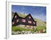 Old Farm House with Sod Roof, Kirkjubor Village, Faroe Islands, Denmark-Cindy Miller Hopkins-Framed Photographic Print