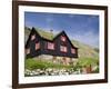 Old Farm House with Sod Roof, Kirkjubor Village, Faroe Islands, Denmark-Cindy Miller Hopkins-Framed Photographic Print