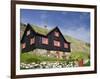 Old Farm House with Sod Roof, Kirkjubor Village, Faroe Islands, Denmark-Cindy Miller Hopkins-Framed Photographic Print