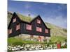Old Farm House with Sod Roof, Kirkjubor Village, Faroe Islands, Denmark-Cindy Miller Hopkins-Mounted Photographic Print
