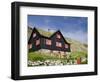 Old Farm House with Sod Roof, Kirkjubor Village, Faroe Islands, Denmark-Cindy Miller Hopkins-Framed Photographic Print
