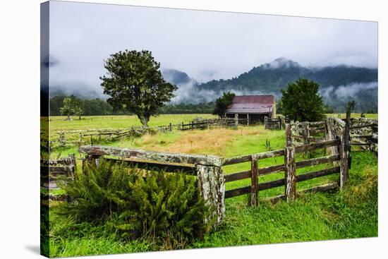 Old Farm in a Moody Atmosphere, West Coast around Haast, South Island, New Zealand, Pacific-Michael Runkel-Stretched Canvas