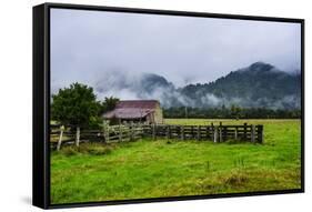 Old Farm in a Moody Atmosphere, West Coast around Haast, South Island, New Zealand, Pacific-Michael Runkel-Framed Stretched Canvas