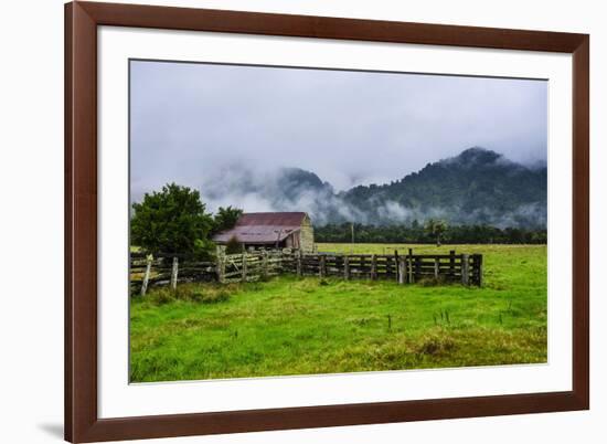 Old Farm in a Moody Atmosphere, West Coast around Haast, South Island, New Zealand, Pacific-Michael Runkel-Framed Photographic Print