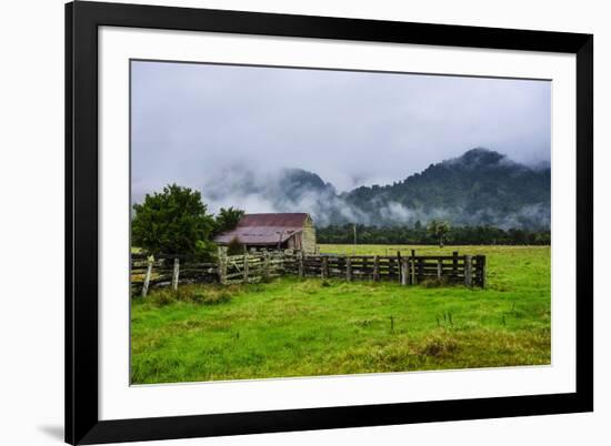 Old Farm in a Moody Atmosphere, West Coast around Haast, South Island, New Zealand, Pacific-Michael Runkel-Framed Photographic Print